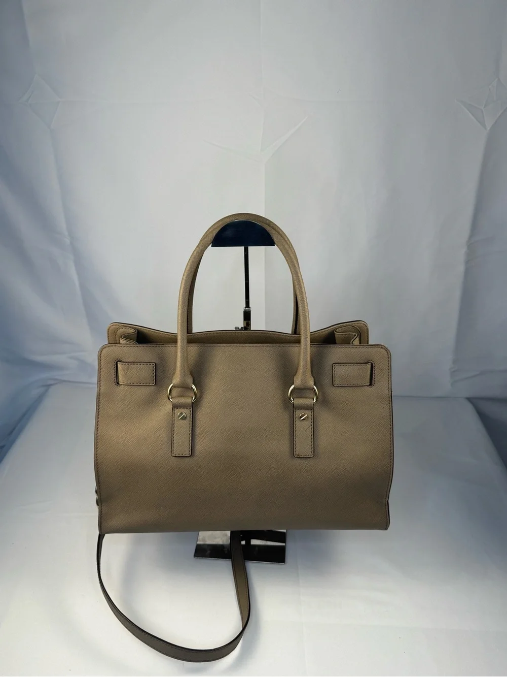 Michael Kors Taupe Leather Satchel with Gold Hardware